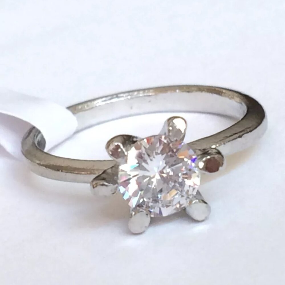 Cubic Zirconia Solitaire Ring Size 6 7 8 9 Silver Stainless Steel Engagement